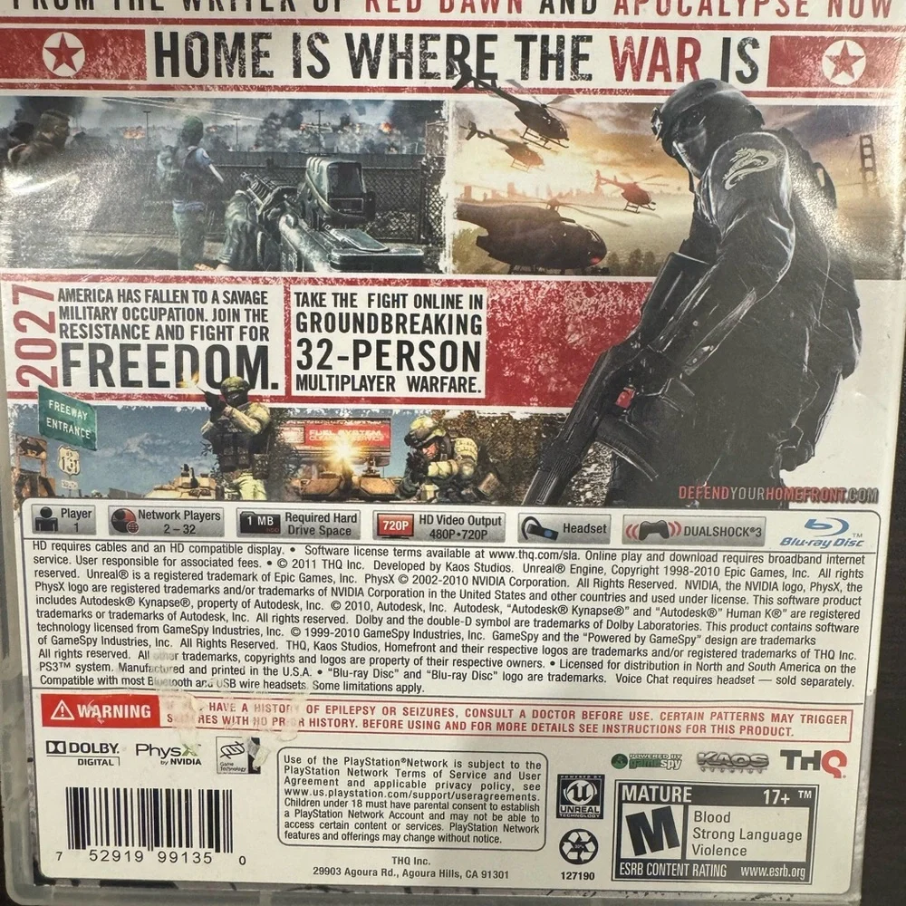 Homefront Sony PlayStation 3, 2011 ps3 Video Game